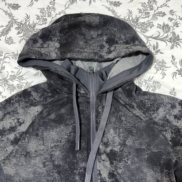 Danskin Women's Marble Print Double Collar Full Zip Hooded Jacket - Picture 6 of 13